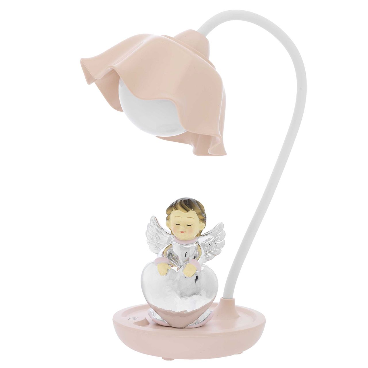 LAMPADA LED CON TOUCH E ANGIOLETTO CON CUORE ROSA